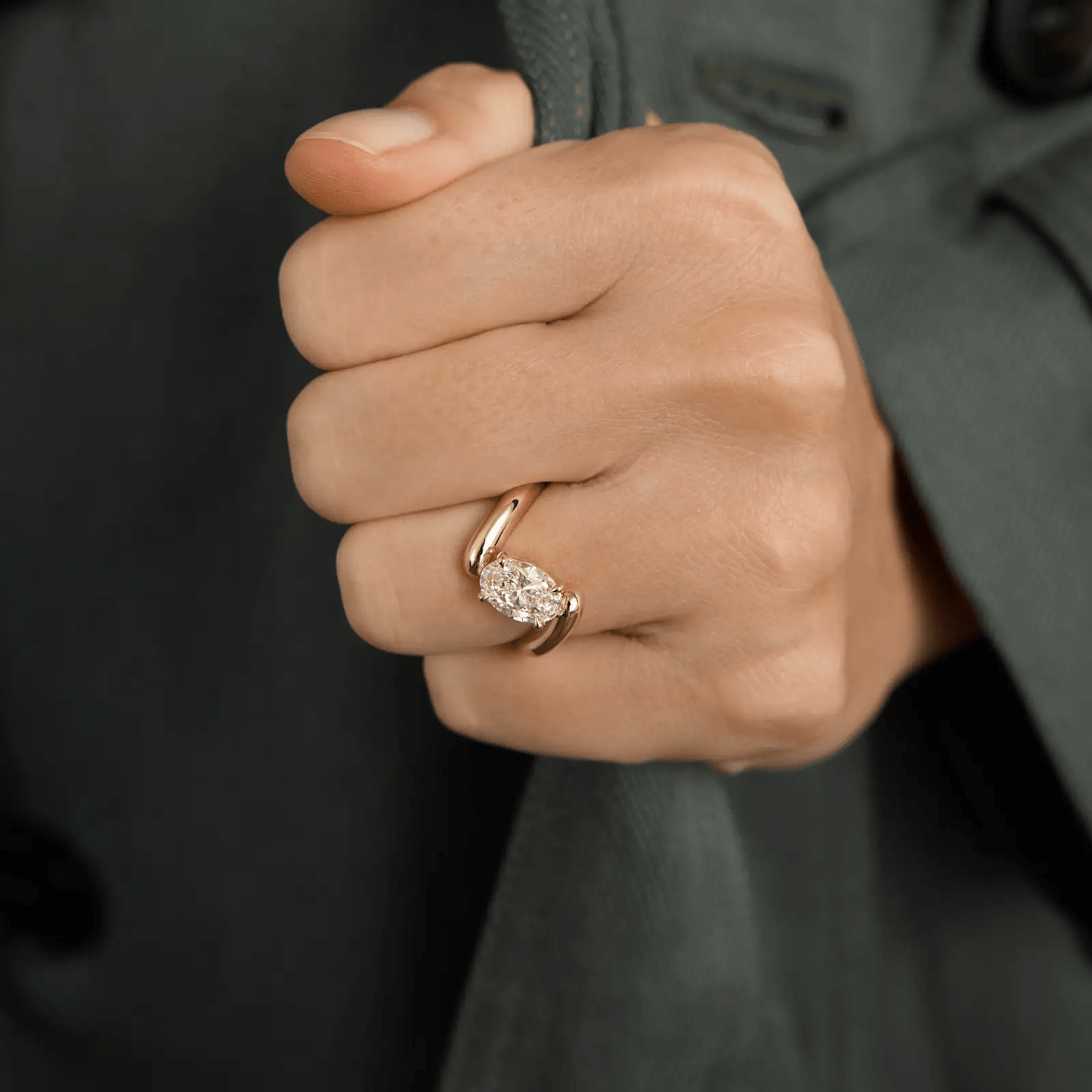 1.50 CT Oval Cut Bypass Style Diamond Engagement Ring