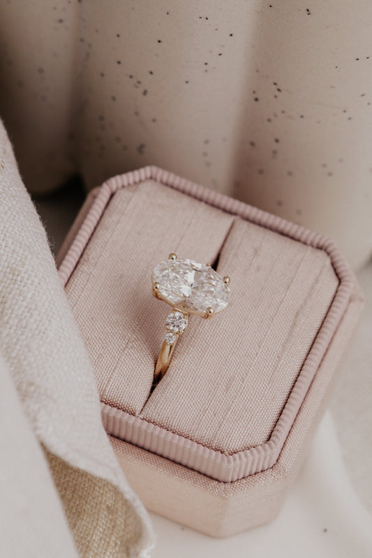 3.0 CT Carats Oval Cut Moissanite diamond Three Stone Style Engagement Ring
