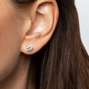 Emily- 1.25 CT Round Moissanite Solitaire Stud Earrings