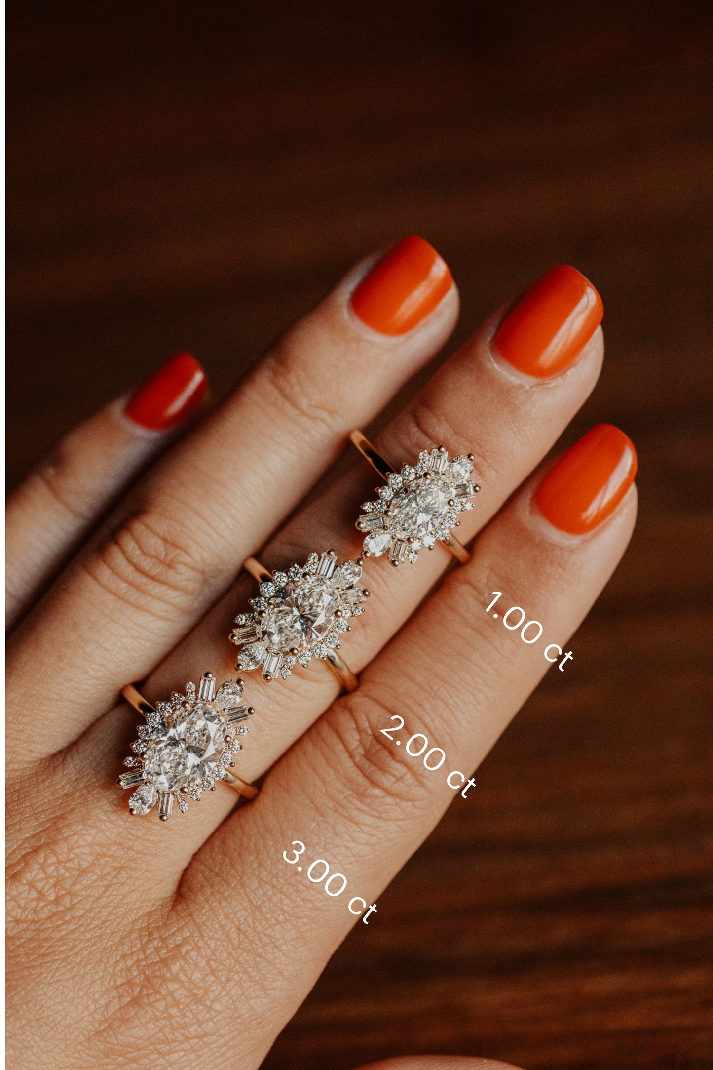 1.0 -3.0 CT Carats Oval Cut Moissanite diamond Cluster Style Engagement Ring