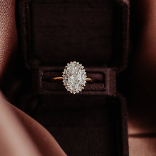 2.5 CT Carats Oval Cut Moissanite diamond Halo Style Engagement Ring