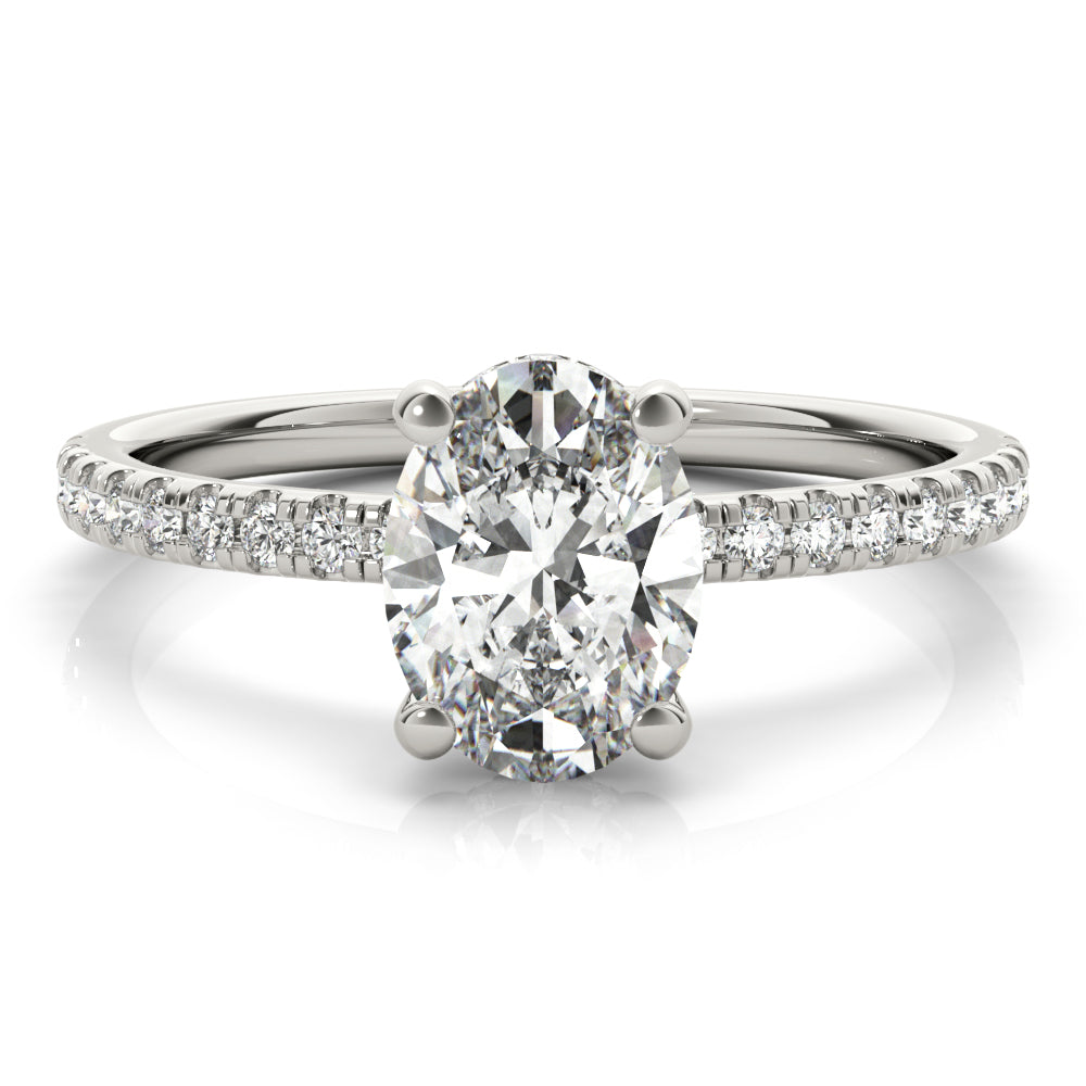 Alice-1.0 Carats Oval Moissanite Pave Engagement Ring