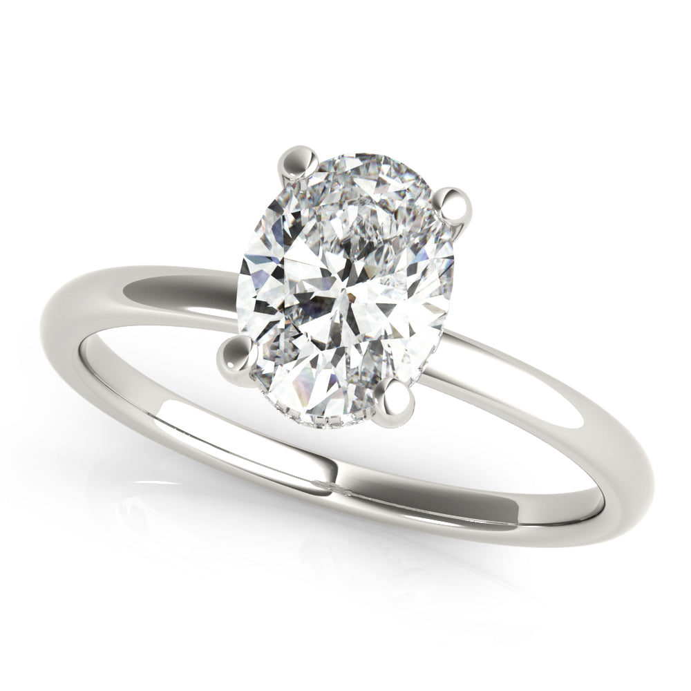 Daisy-2.0 Carats Oval Moissanite Hidden Halo Engagement Ring