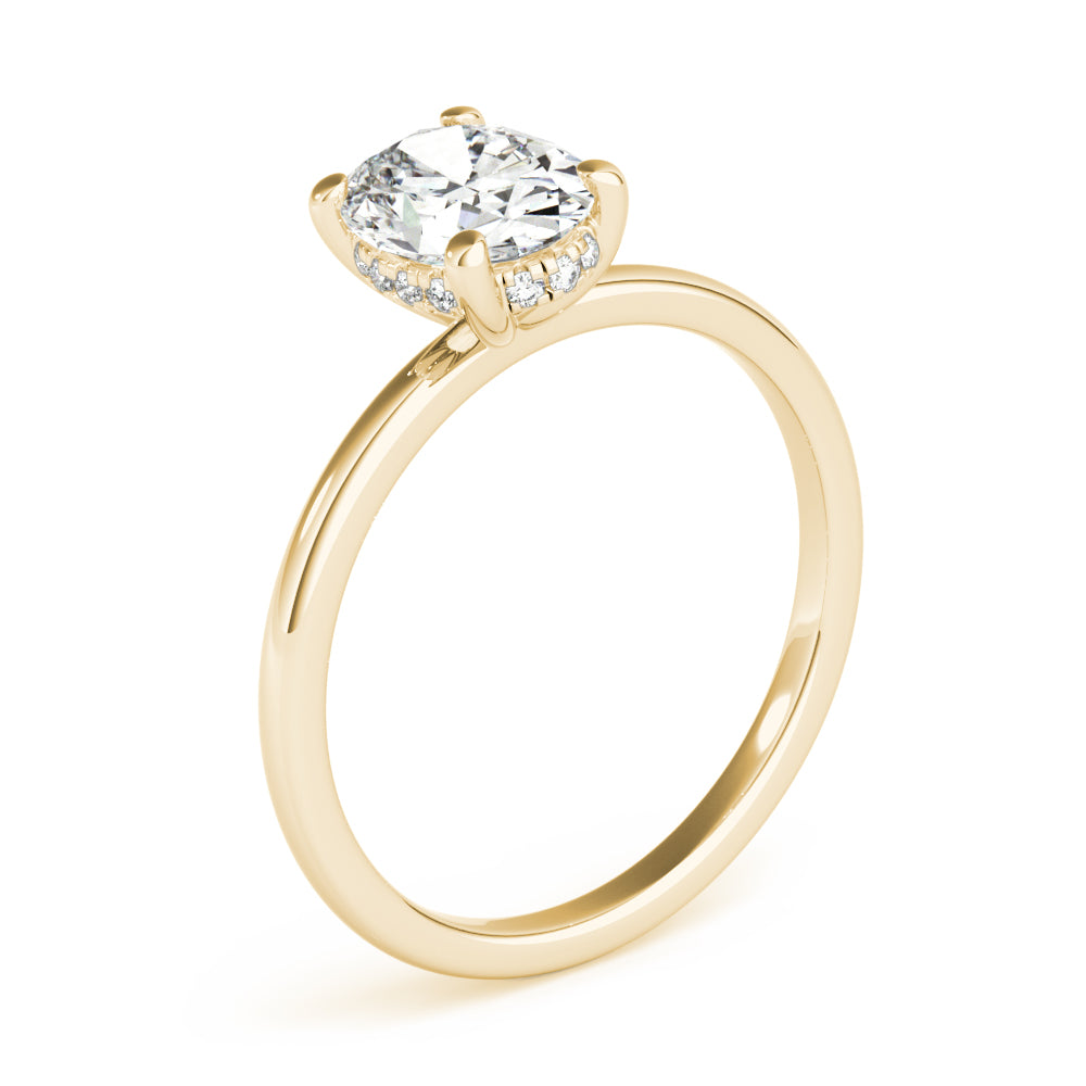 Daisy-2.0 Carats Oval Moissanite Hidden Halo Engagement Ring