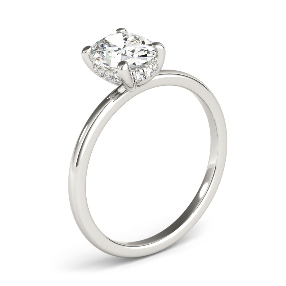 Daisy-2.0 Carats Oval Moissanite Hidden Halo Engagement Ring
