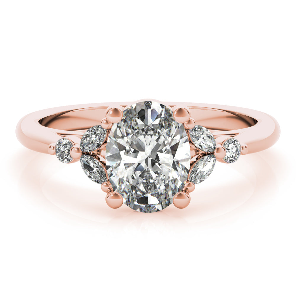 Paige-0.50 Carats Oval Moissanite Cluster Engagement Ring