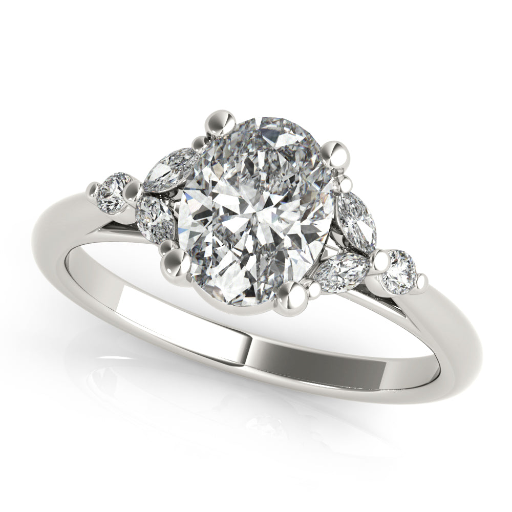 Paige-0.50 Carats Oval Moissanite Cluster Engagement Ring