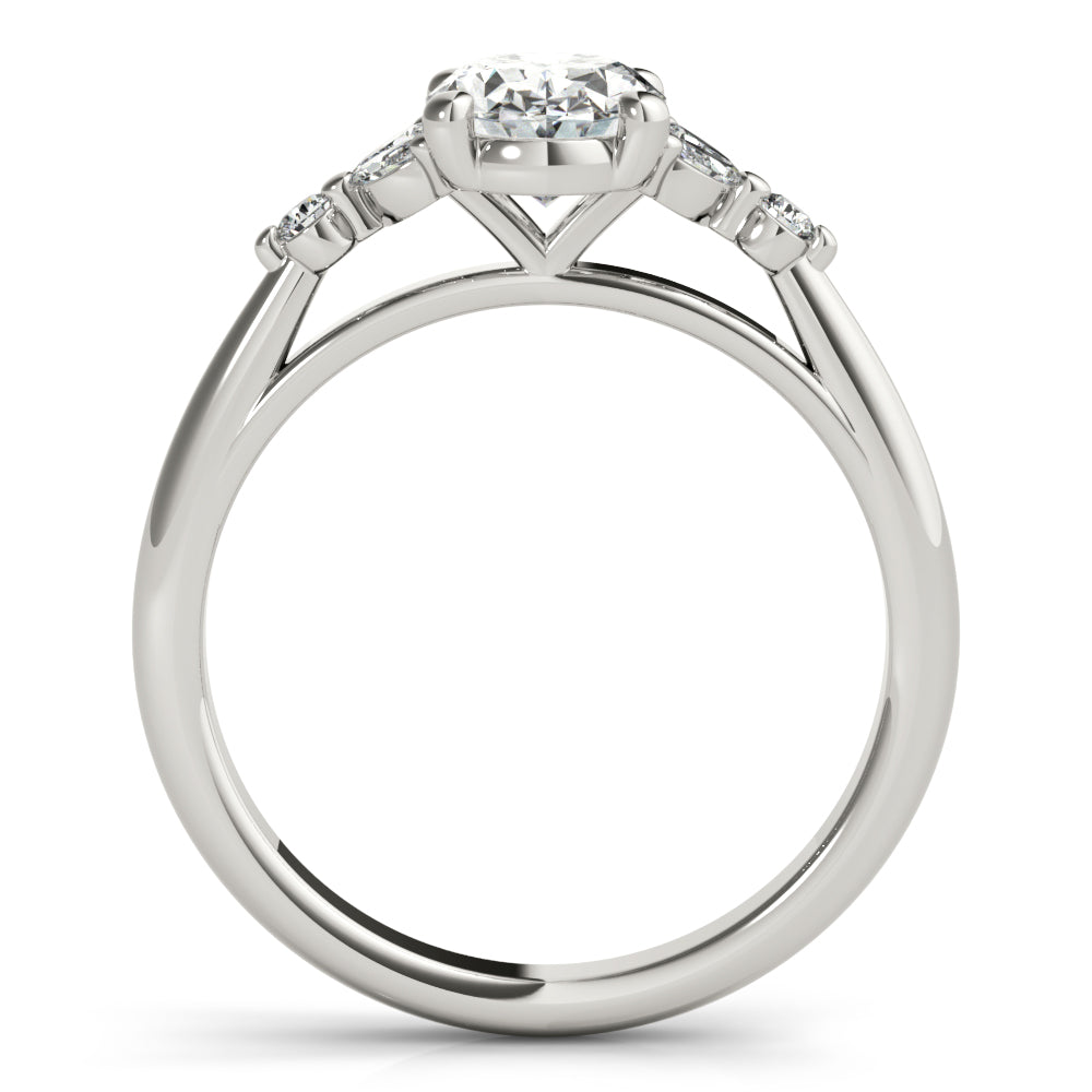 Paige-0.50 Carats Oval Moissanite Cluster Engagement Ring