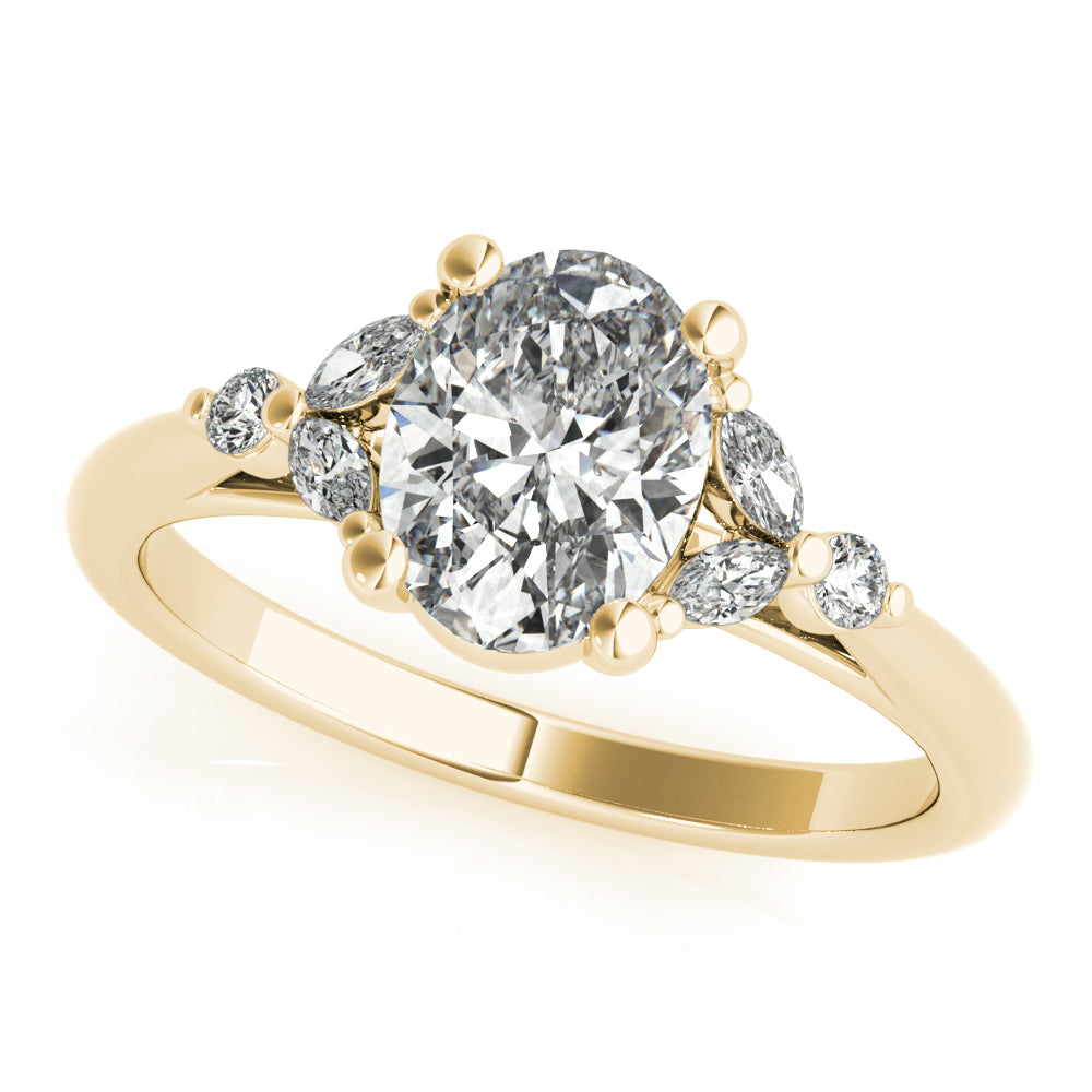Paige-0.50 Carats Oval Moissanite Cluster Engagement Ring