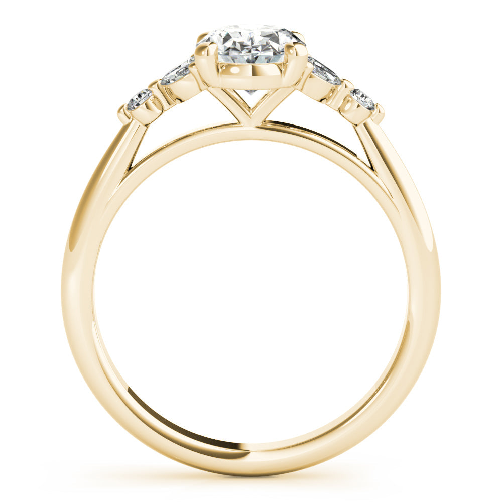 Paige-0.50 Carats Oval Moissanite Cluster Engagement Ring