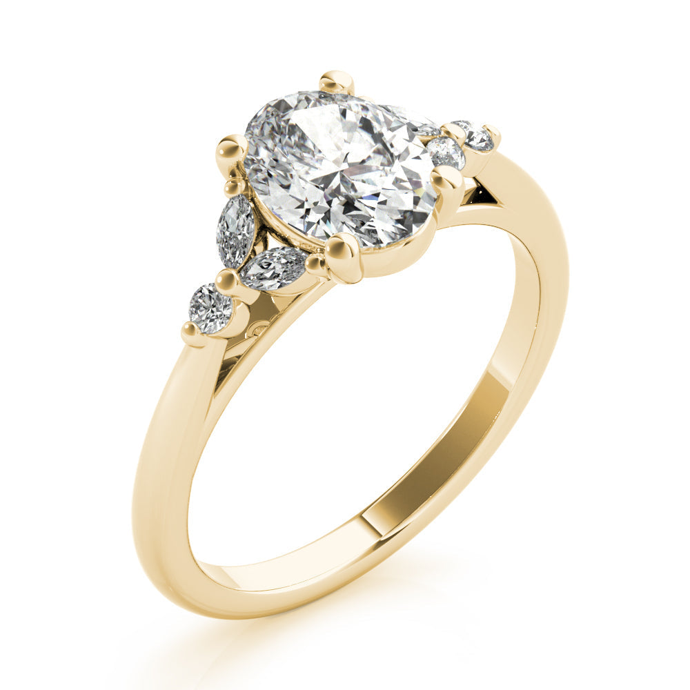 Paige-0.50 Carats Oval Moissanite Cluster Engagement Ring