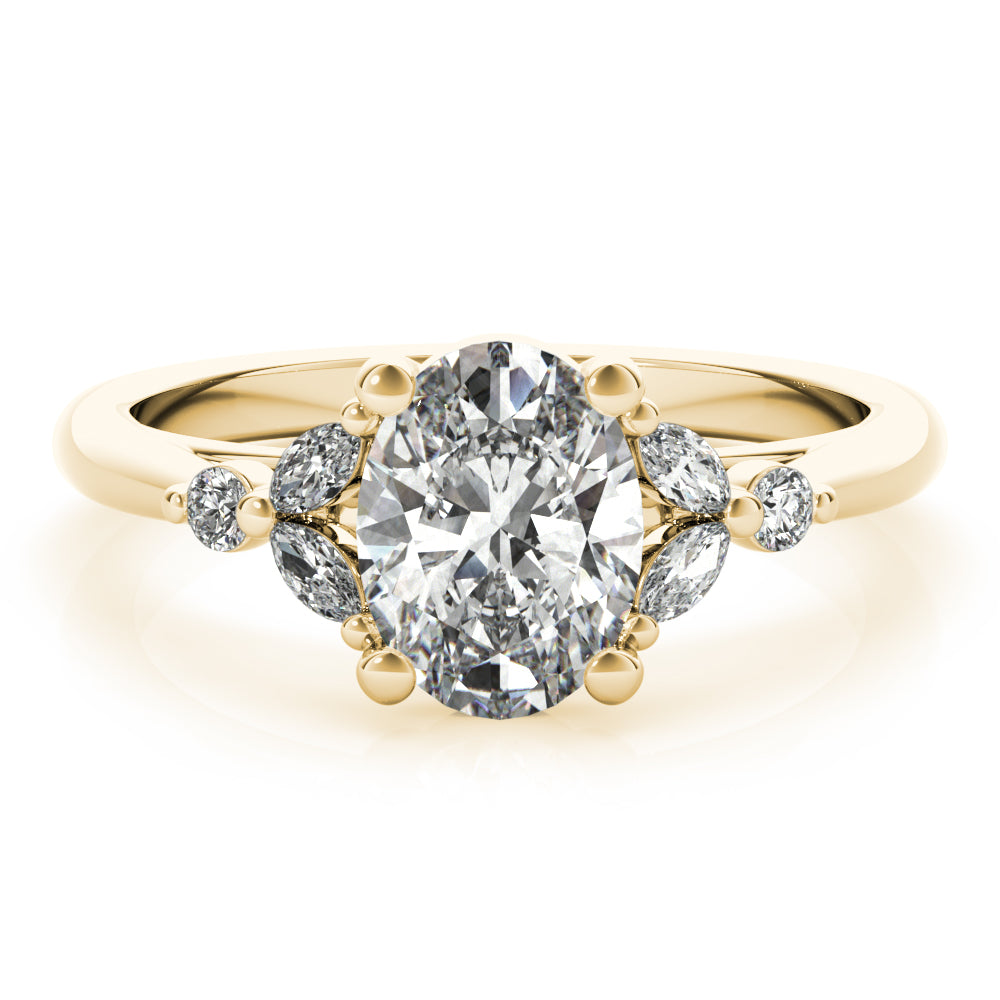 Paige-0.50 Carats Oval Moissanite Cluster Engagement Ring