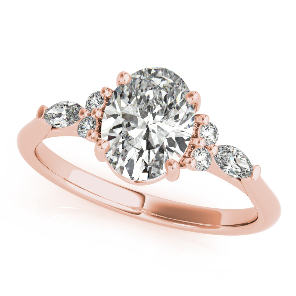 Aniyah-2.0 Carats Oval Moissanite Cluster Engagement Ring