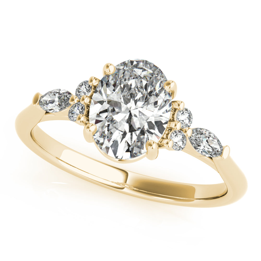 Aniyah-2.0 Carats Oval Moissanite Cluster Engagement Ring