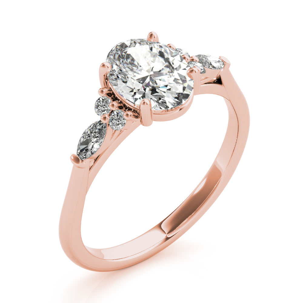 Aniyah-2.0 Carats Oval Moissanite Cluster Engagement Ring