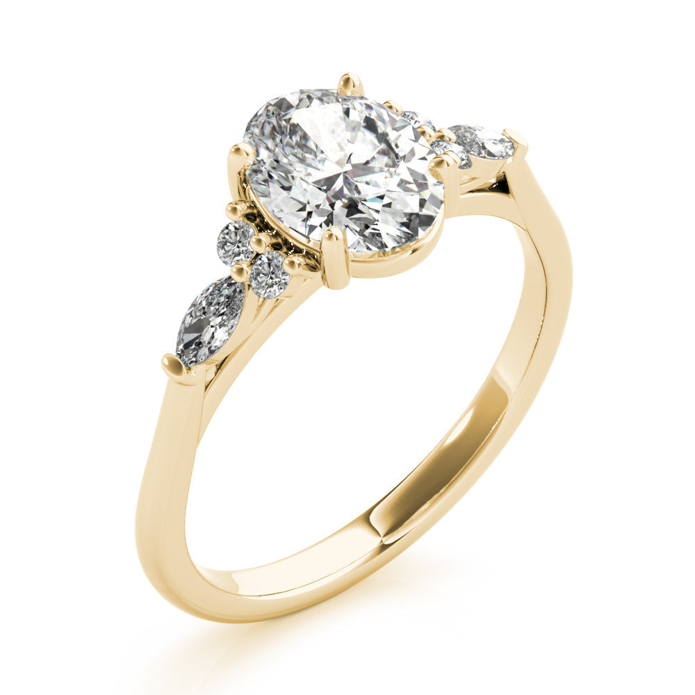 Aniyah-2.0 Carats Oval Moissanite Cluster Engagement Ring