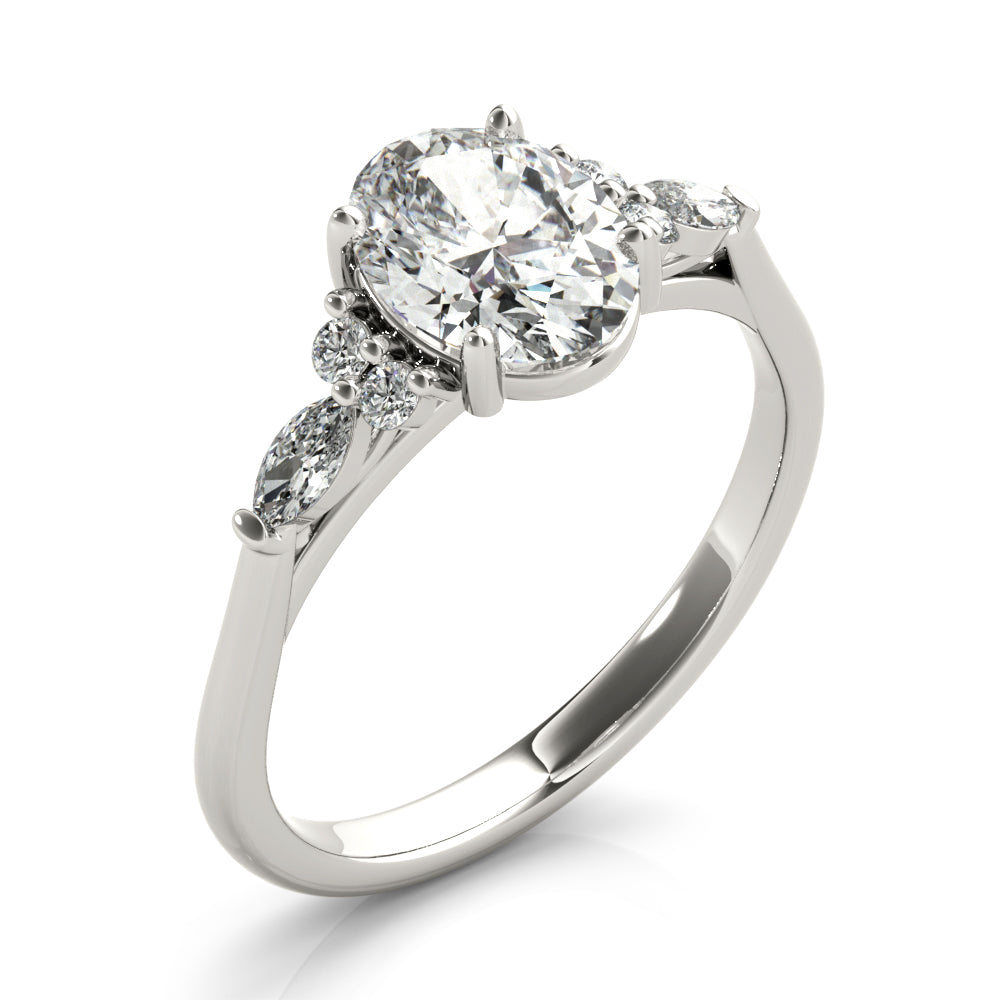 Aniyah-2.0 Carats Oval Moissanite Cluster Engagement Ring