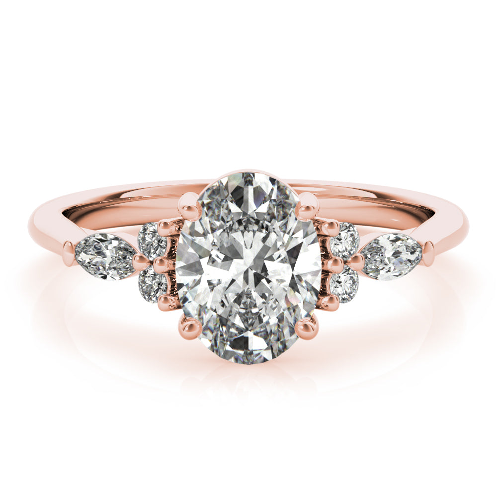 Aniyah-2.0 Carats Oval Moissanite Cluster Engagement Ring
