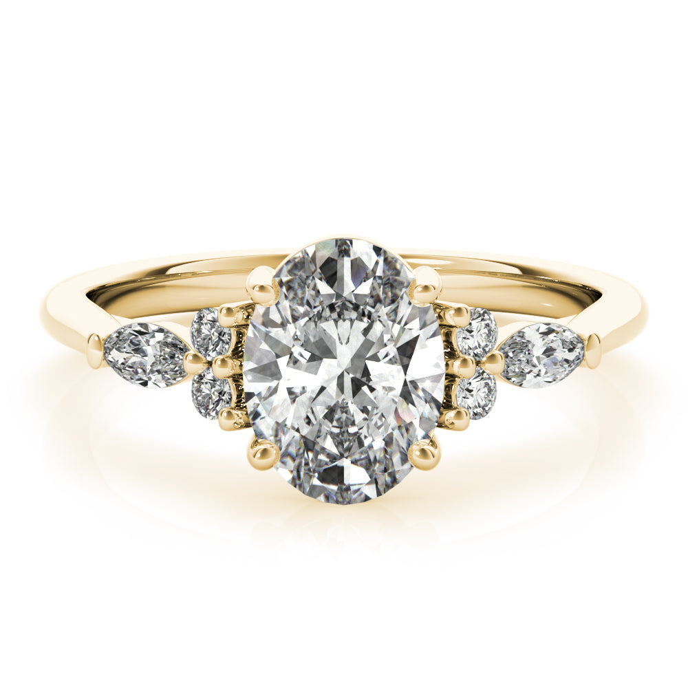 Aniyah-2.0 Carats Oval Moissanite Cluster Engagement Ring