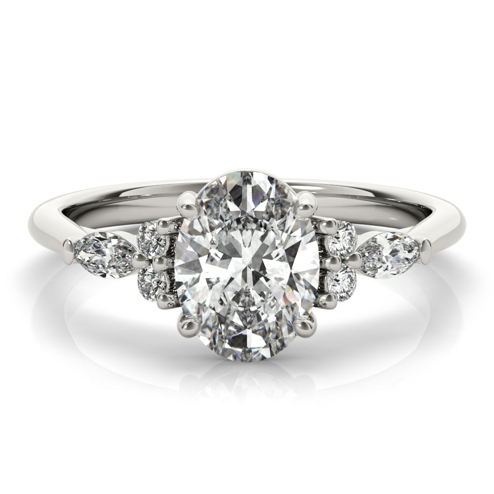 Aniyah-2.0 Carats Oval Moissanite Cluster Engagement Ring