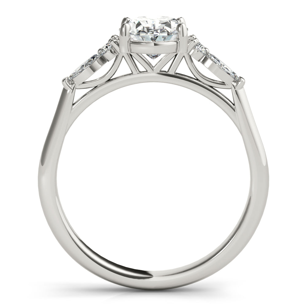 Aniyah-2.0 Carats Oval Moissanite Cluster Engagement Ring