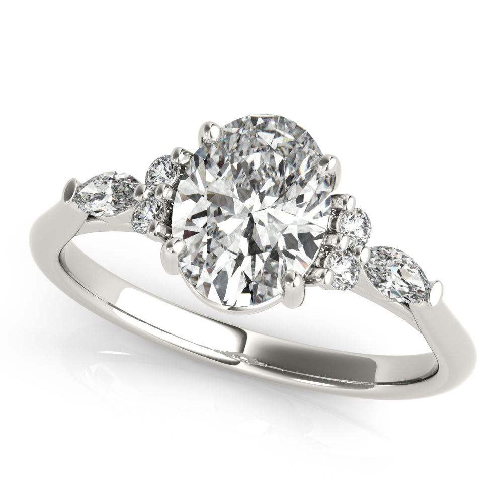 Aniyah-2.0 Carats Oval Moissanite Cluster Engagement Ring