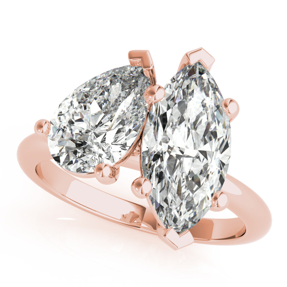 Jenna-2.50 Carats Pear & Marquise Moissanite Two Stone Engagement Ring