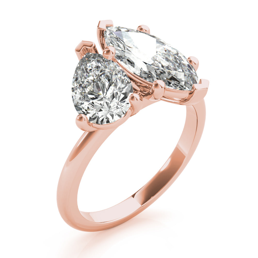 Jenna-2.50 Carats Pear & Marquise Moissanite Two Stone Engagement Ring