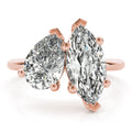 Jenna-2.50 Carats Pear & Marquise Moissanite Two Stone Engagement Ring
