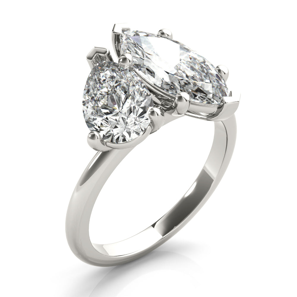 Jenna-2.50 Carats Pear & Marquise Moissanite Two Stone Engagement Ring
