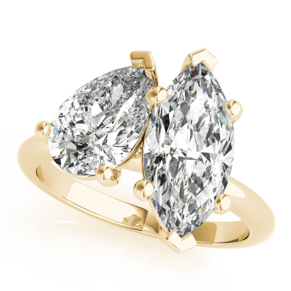 Jenna-2.50 Carats Pear & Marquise Moissanite Two Stone Engagement Ring