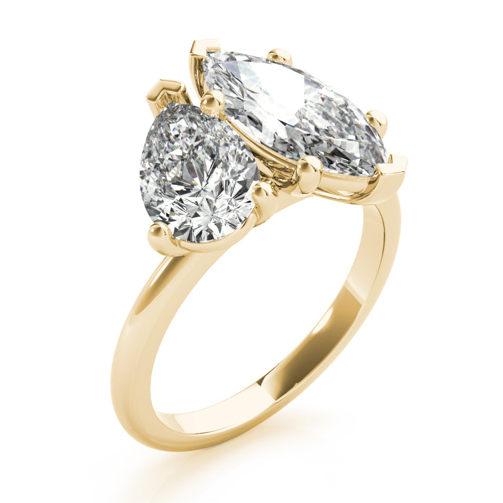 Jenna-2.50 Carats Pear & Marquise Moissanite Two Stone Engagement Ring