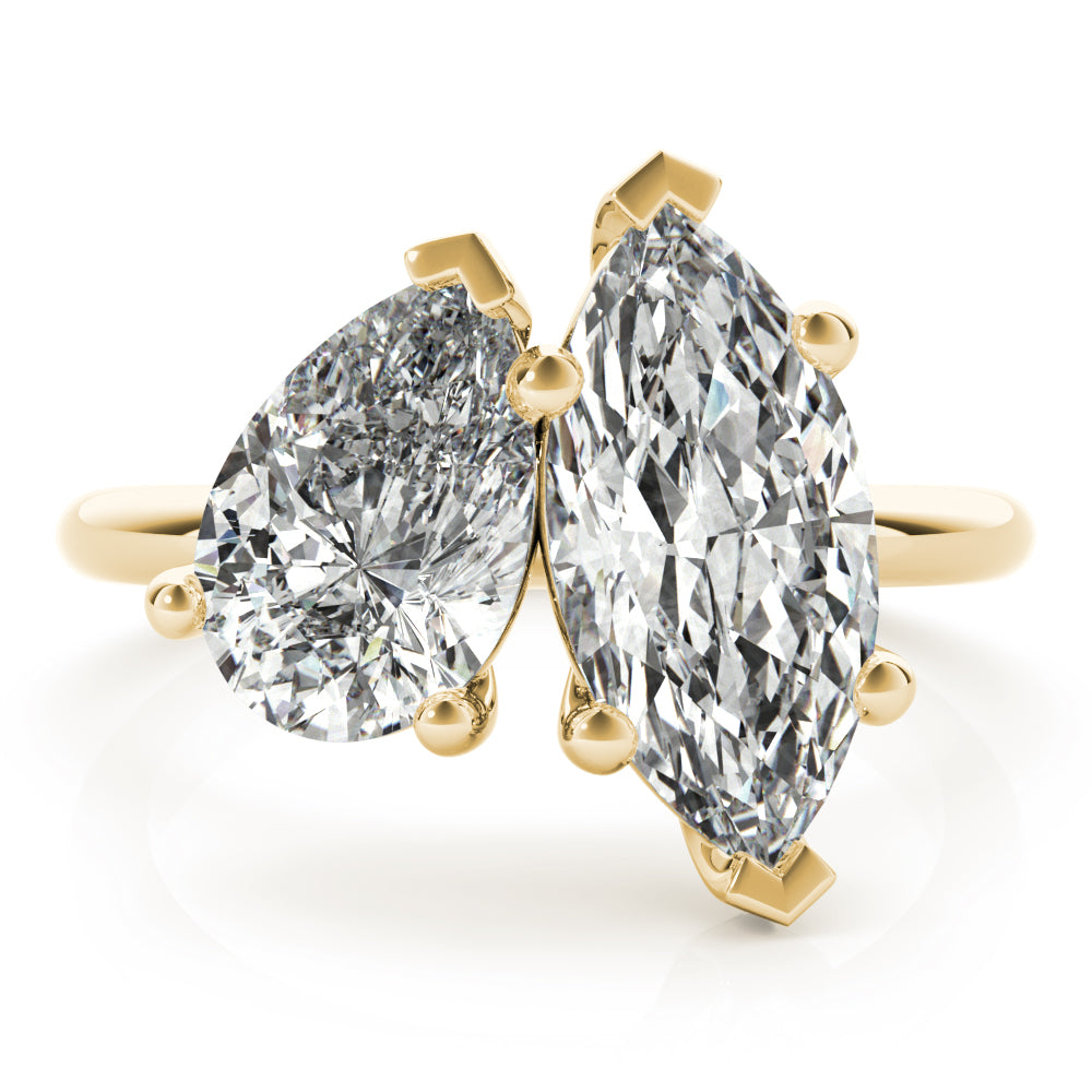 Jenna-2.50 Carats Pear & Marquise Moissanite Two Stone Engagement Ring