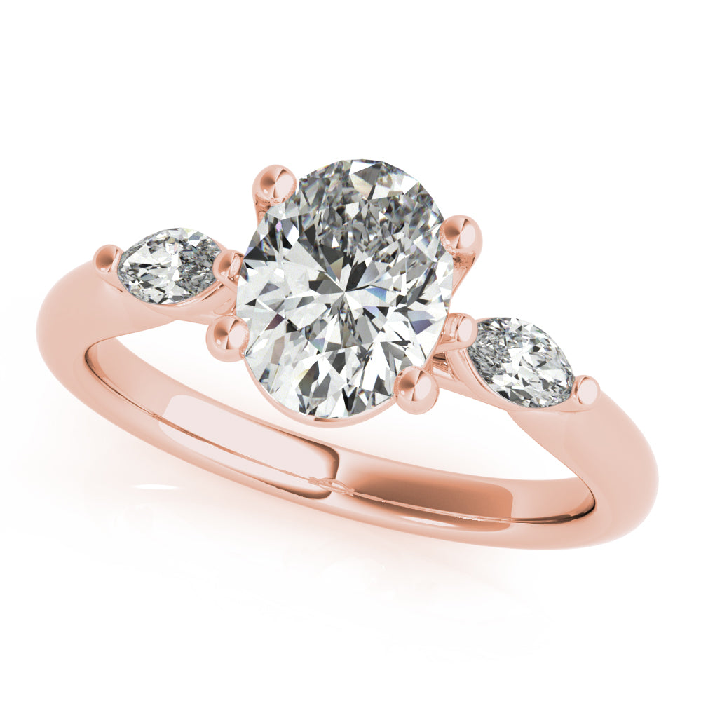 Margaret-1.0 Carats Oval Moissanite Three Stone Engagement Ring