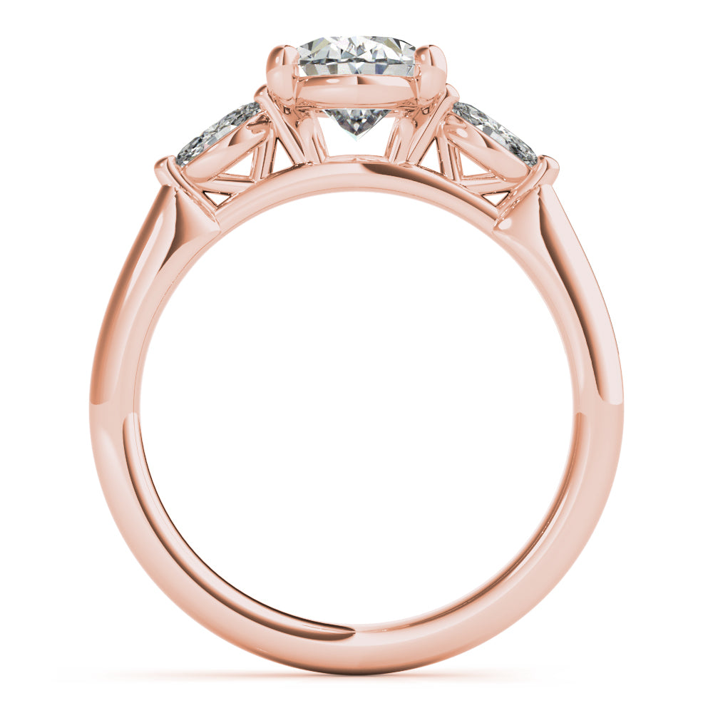 Margaret-1.0 Carats Oval Moissanite Three Stone Engagement Ring