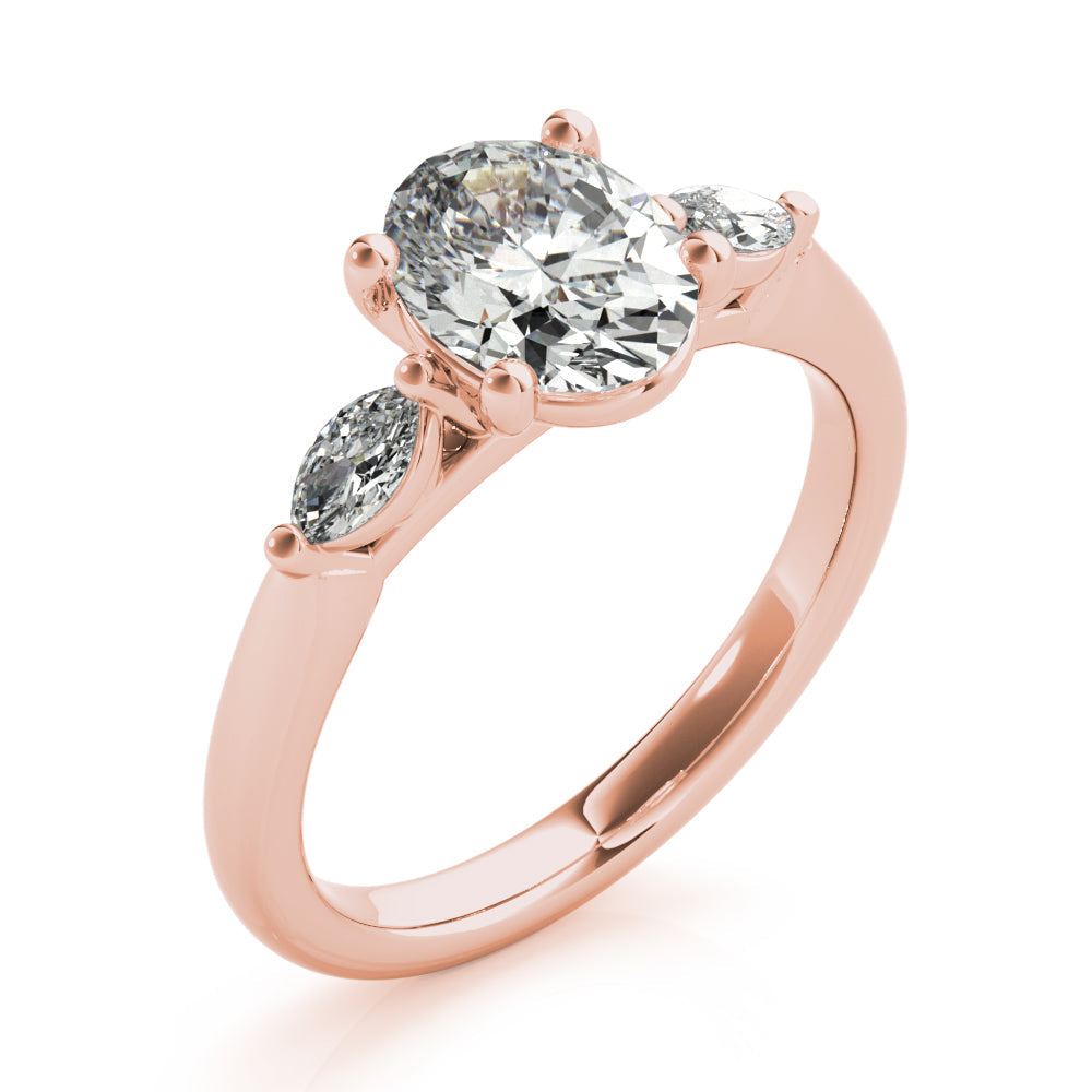 Margaret-1.0 Carats Oval Moissanite Three Stone Engagement Ring