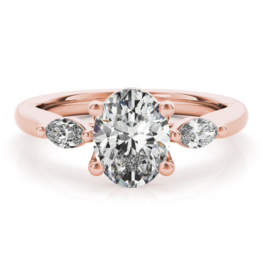 Margaret-1.0 Carats Oval Moissanite Three Stone Engagement Ring
