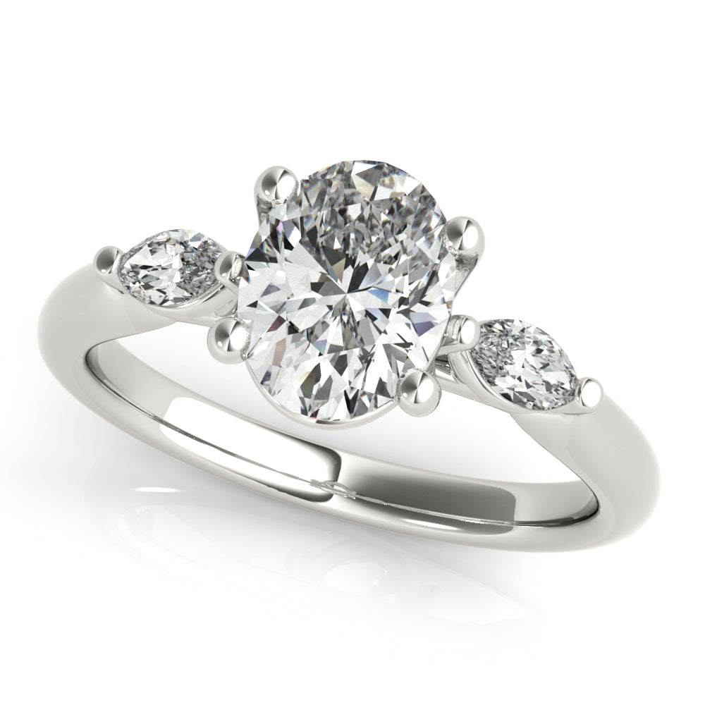 Margaret-1.0 Carats Oval Moissanite Three Stone Engagement Ring