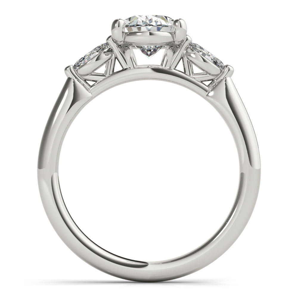 Margaret-1.0 Carats Oval Moissanite Three Stone Engagement Ring