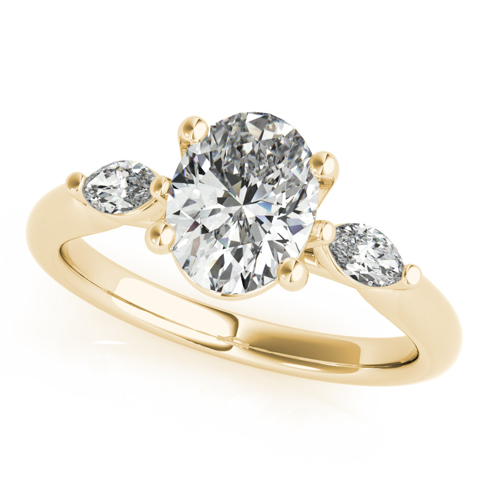 Margaret-1.0 Carats Oval Moissanite Three Stone Engagement Ring