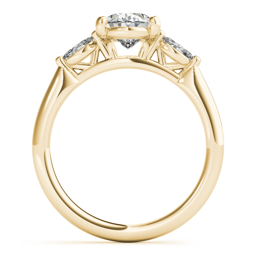 Margaret-1.0 Carats Oval Moissanite Three Stone Engagement Ring