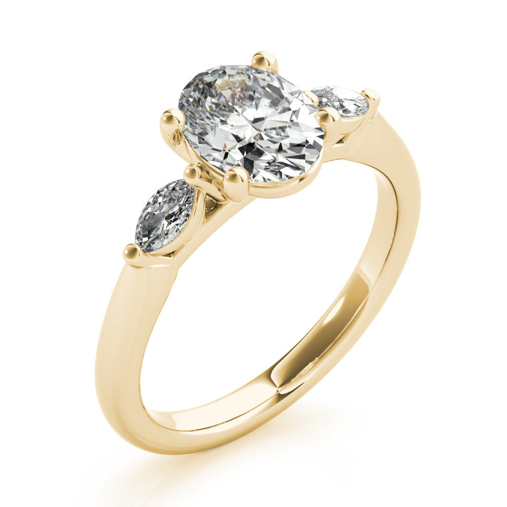 Margaret-1.0 Carats Oval Moissanite Three Stone Engagement Ring