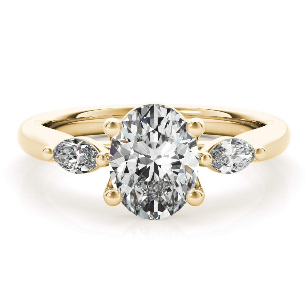 Margaret-1.0 Carats Oval Moissanite Three Stone Engagement Ring