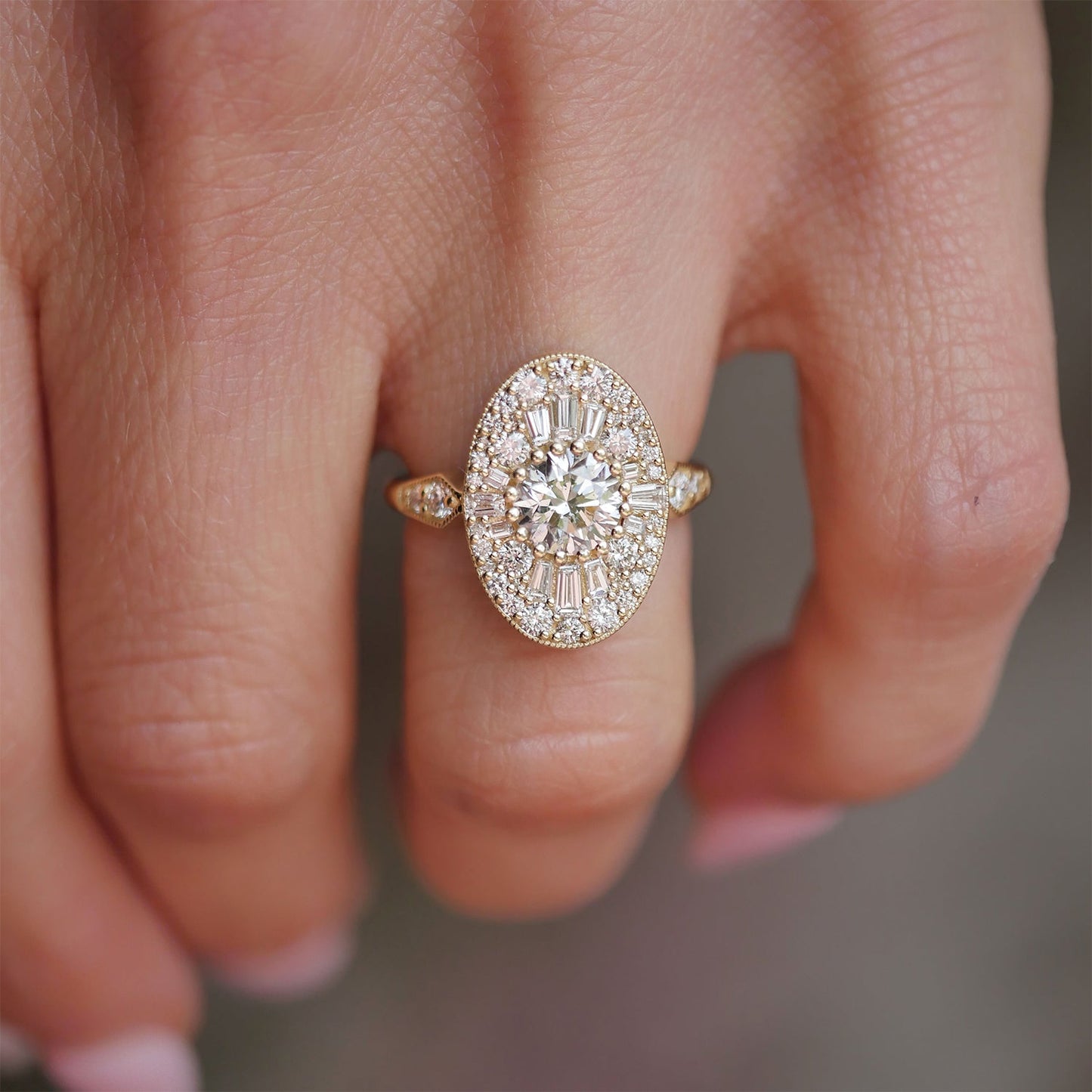 1.0 CT Round Shape Ballerina  CVD Diamond Engagement Ring