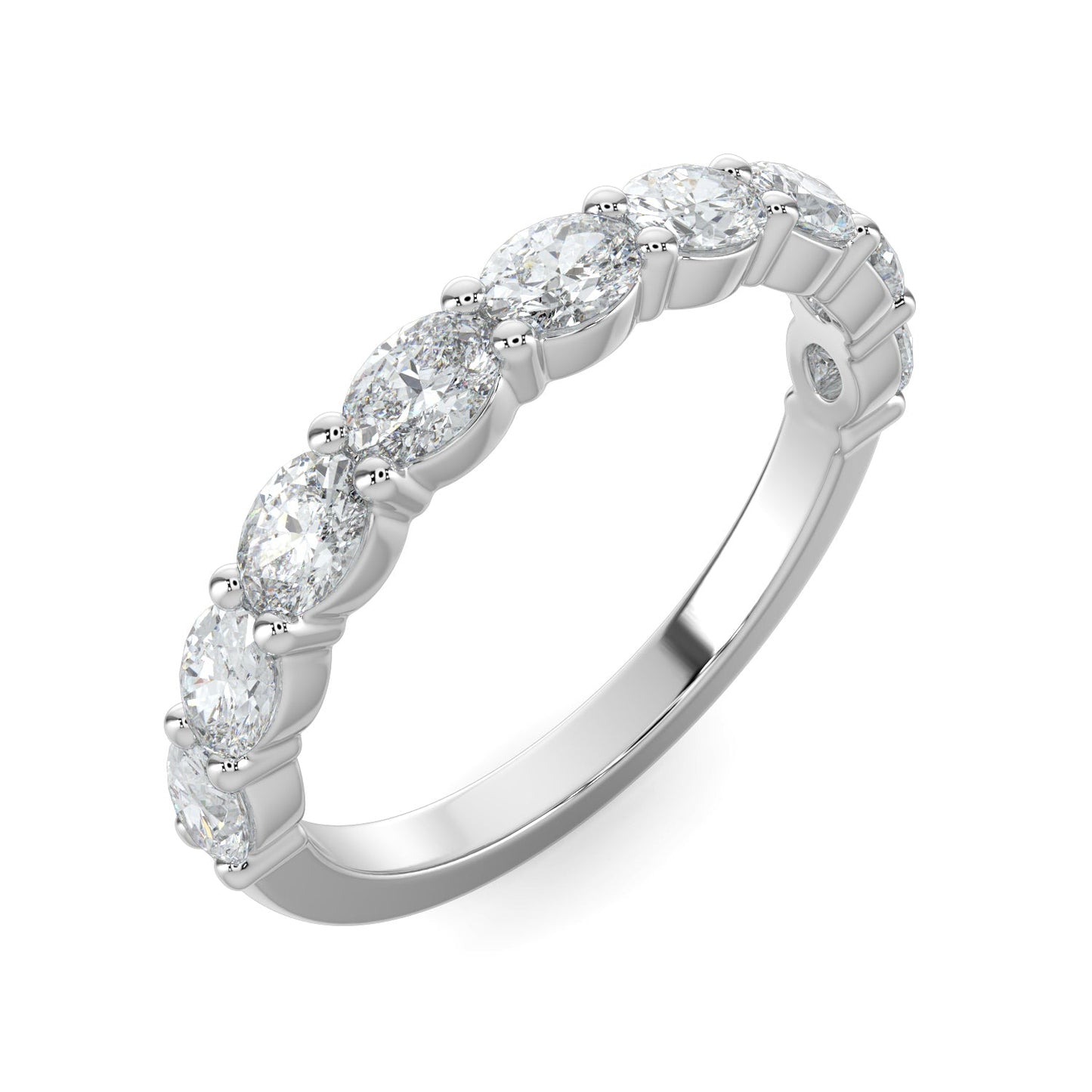 Arianna-0.30 TCW Oval Moissanite Half Eternity Wedding Band
