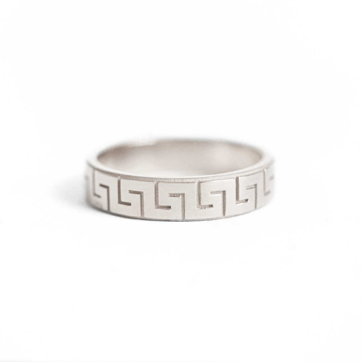 Plain Greek Key band Wedding Band