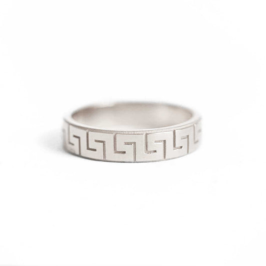 Plain Greek Key band Wedding Band