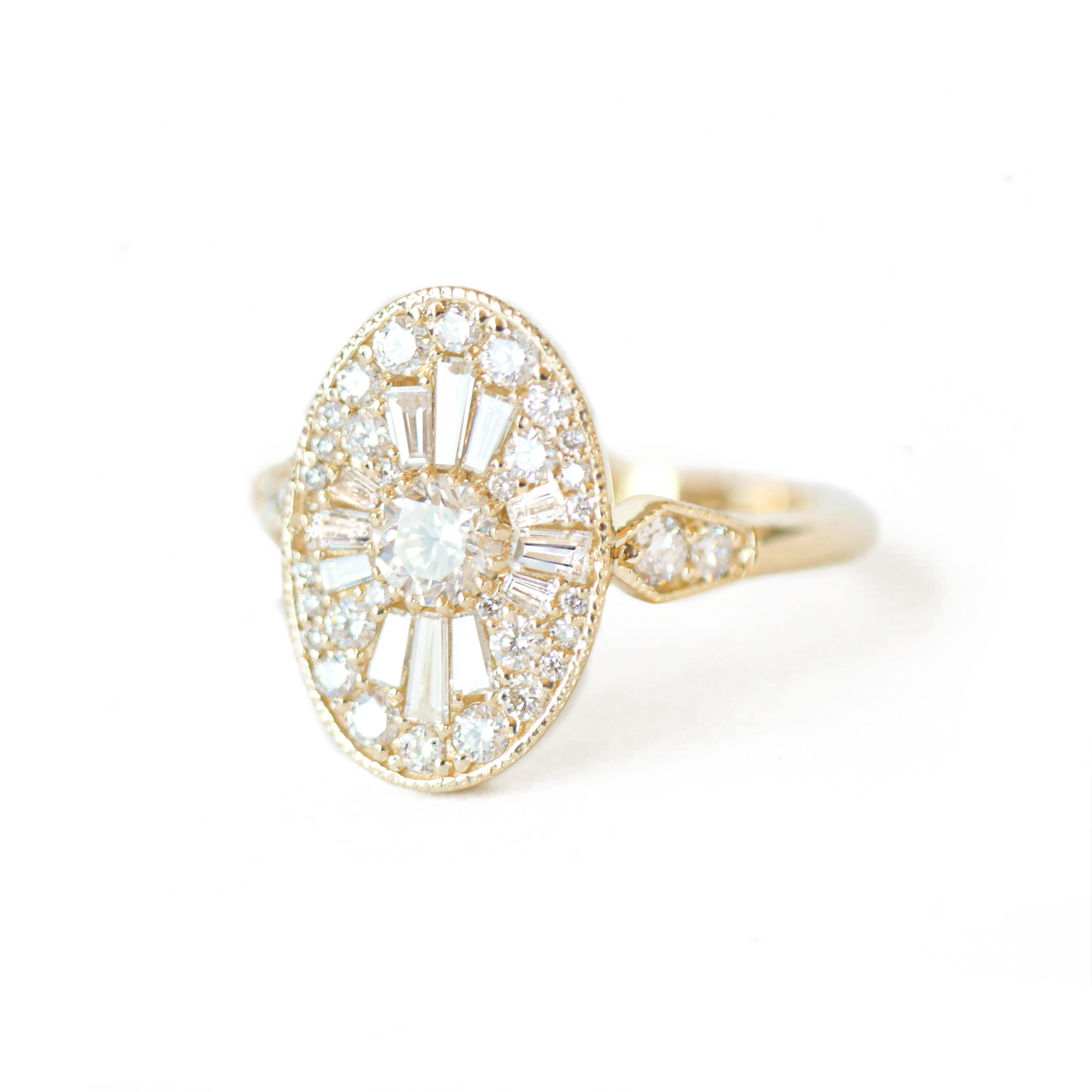 0.35 CT Round Shape Ballerina CVD Diamond Engagement  Ring