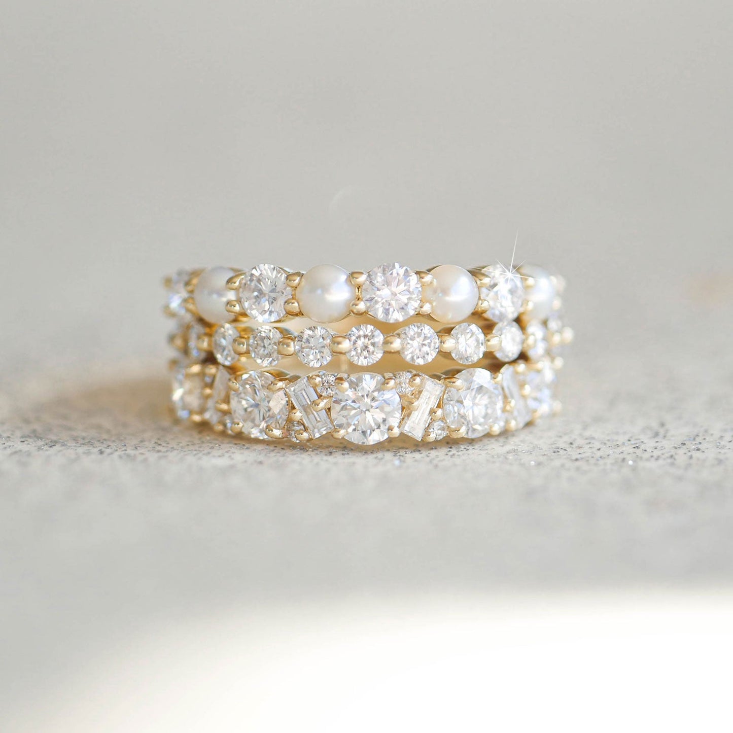 1.02  TCW Round and Baguette Cluster Wedding Band