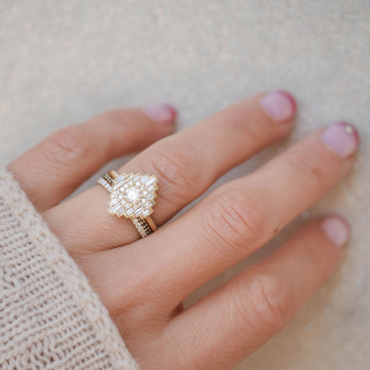 0.35 CT Round Shape CVD Diamond Vintage Setting Engagement Ring